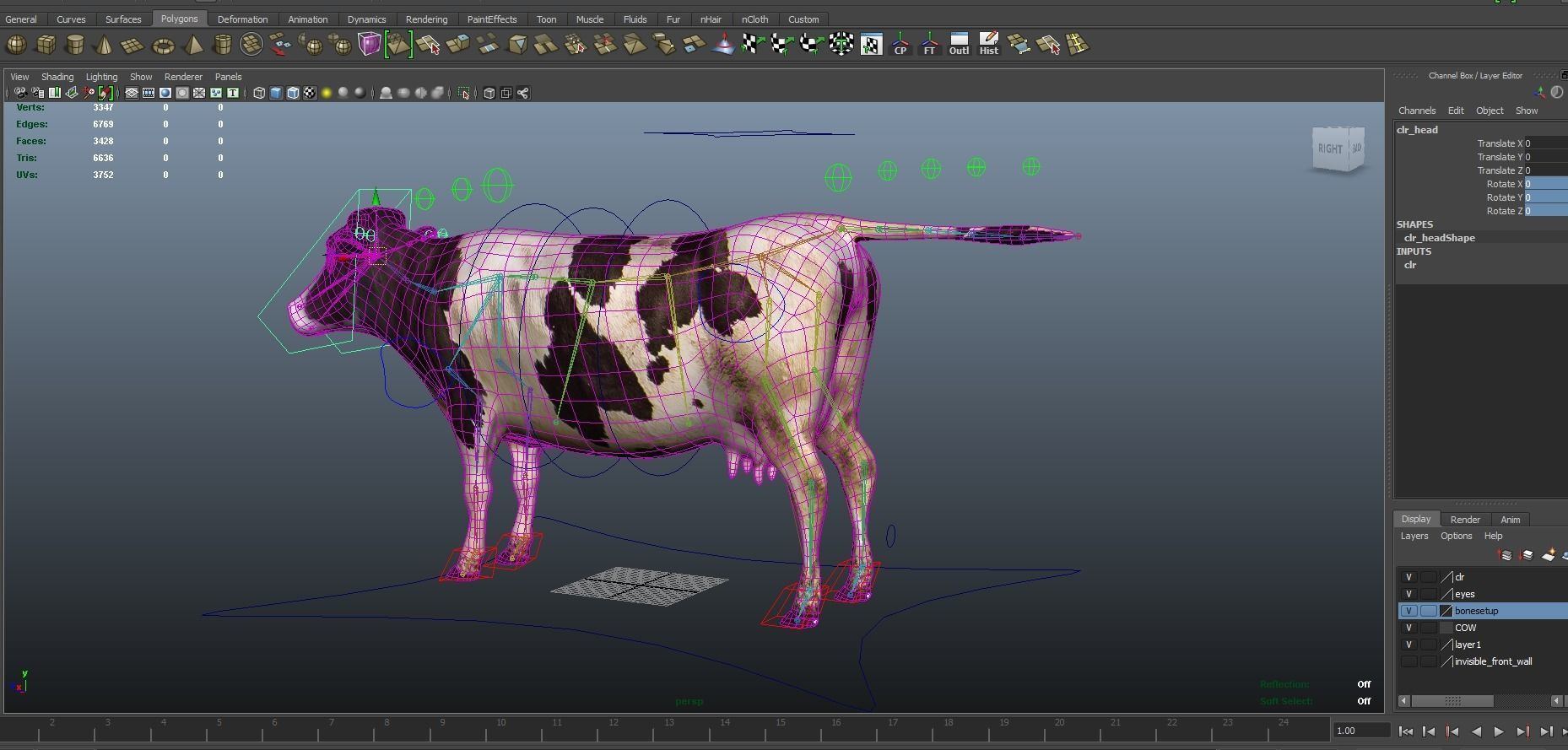 Cow Rigged cattle game ready low poly Low-poly 3D model_37