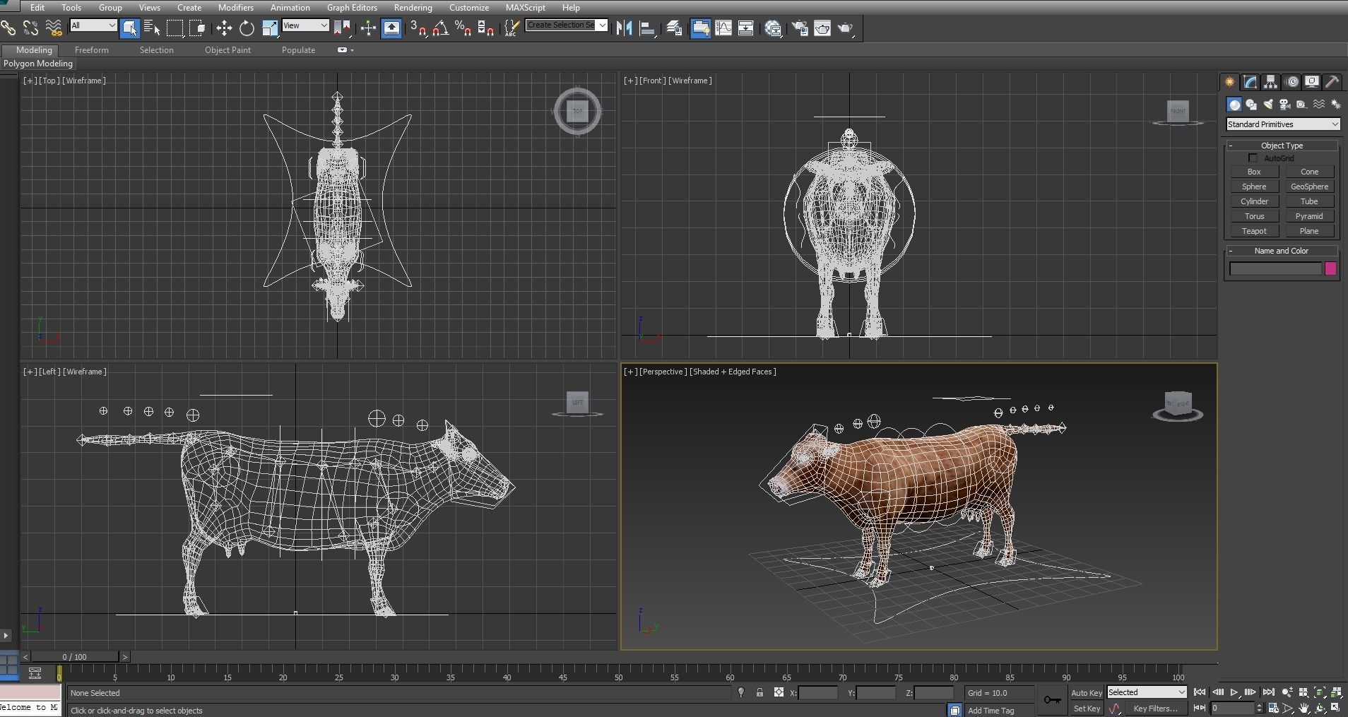 3D Red Cow Rigged Model  Low-poly 3D model_29