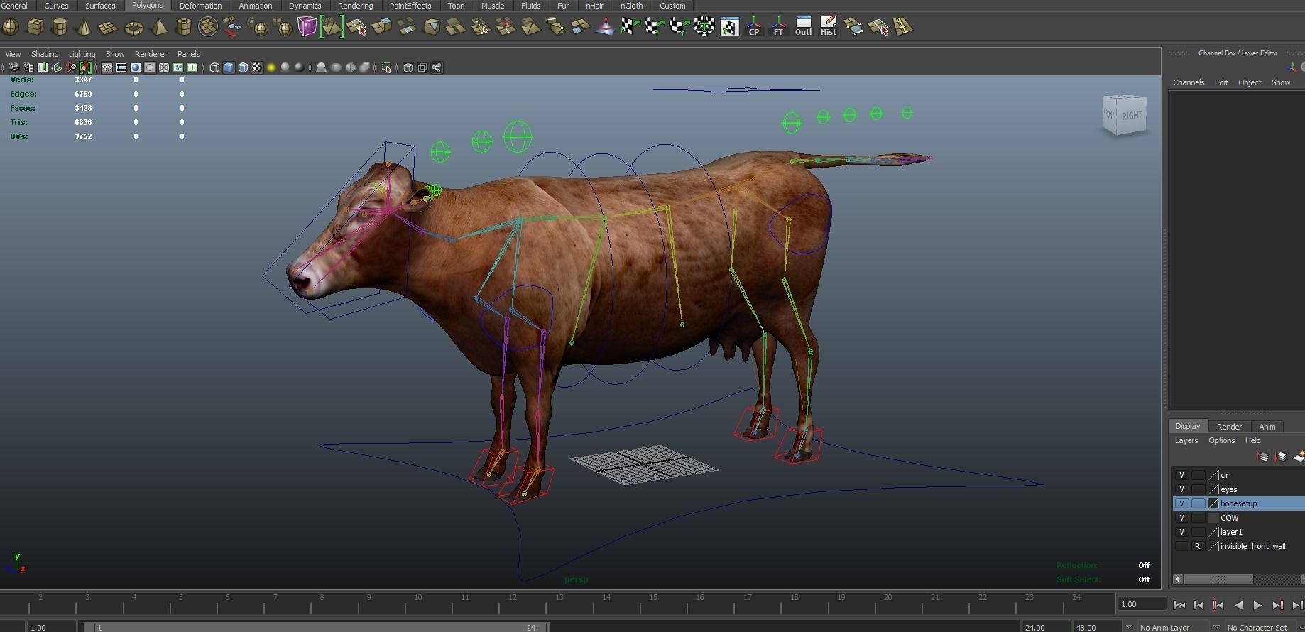 3D Red Cow Rigged Model  Low-poly 3D model_34