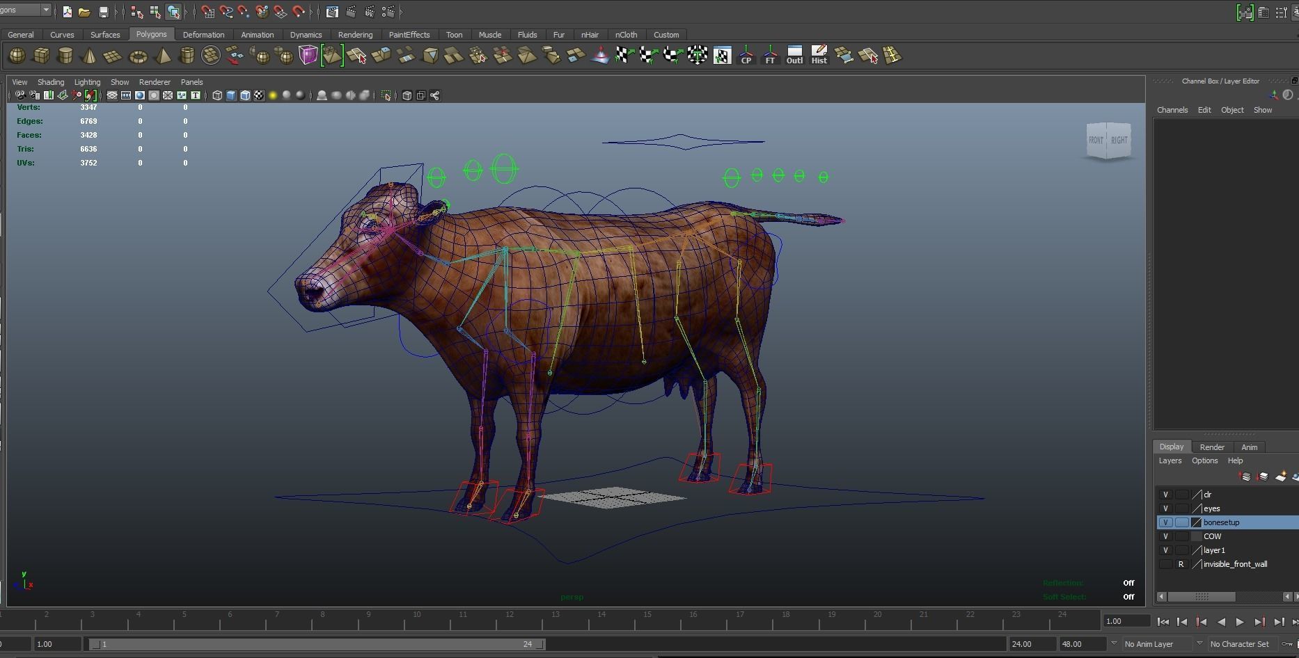 3D Red Cow Rigged Model  Low-poly 3D model_33