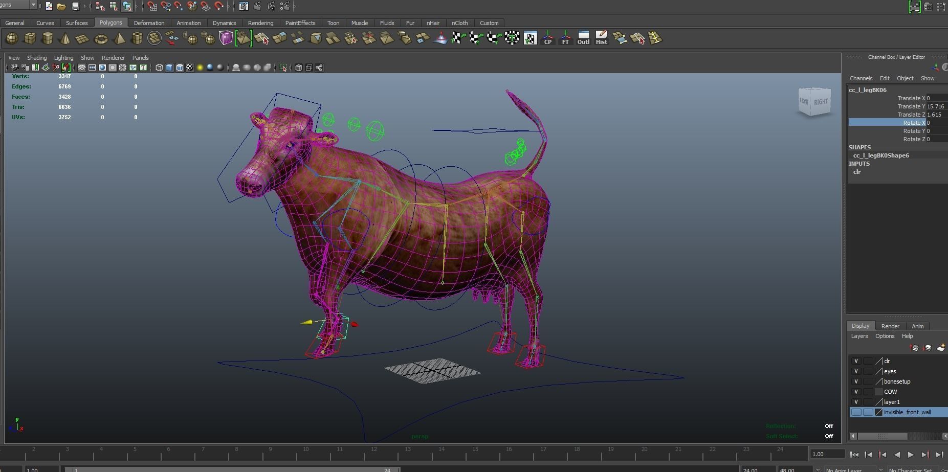3D Red Cow Rigged Model  Low-poly 3D model_32