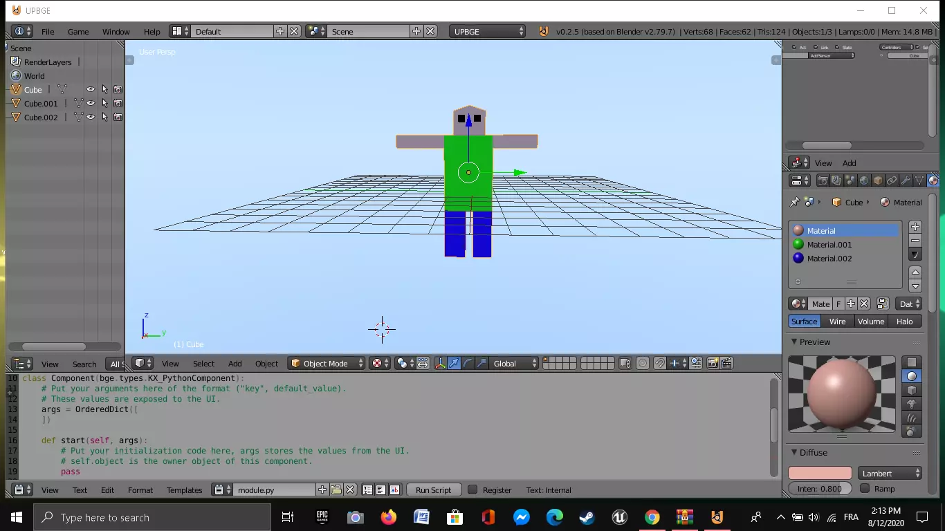 low poly charachter person in computer screen Low-poly 3D model