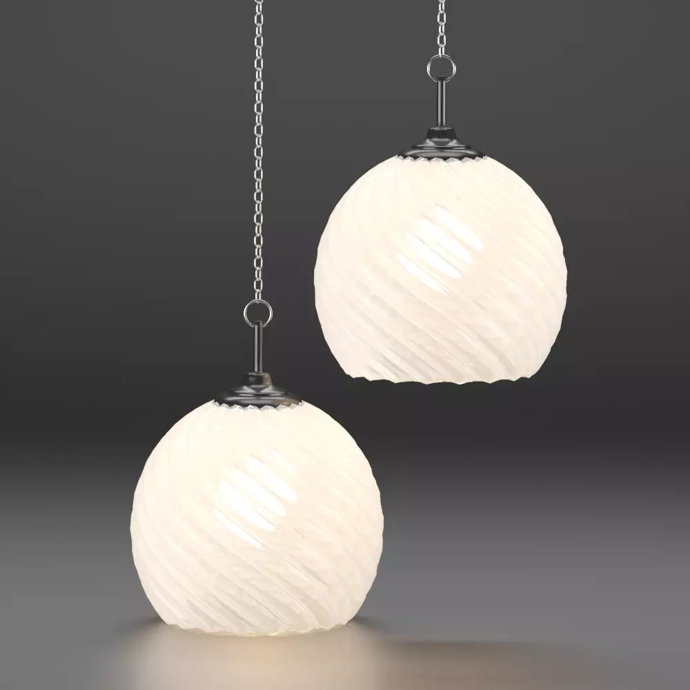 Chandelier pendant light with two glass balls 3D model
