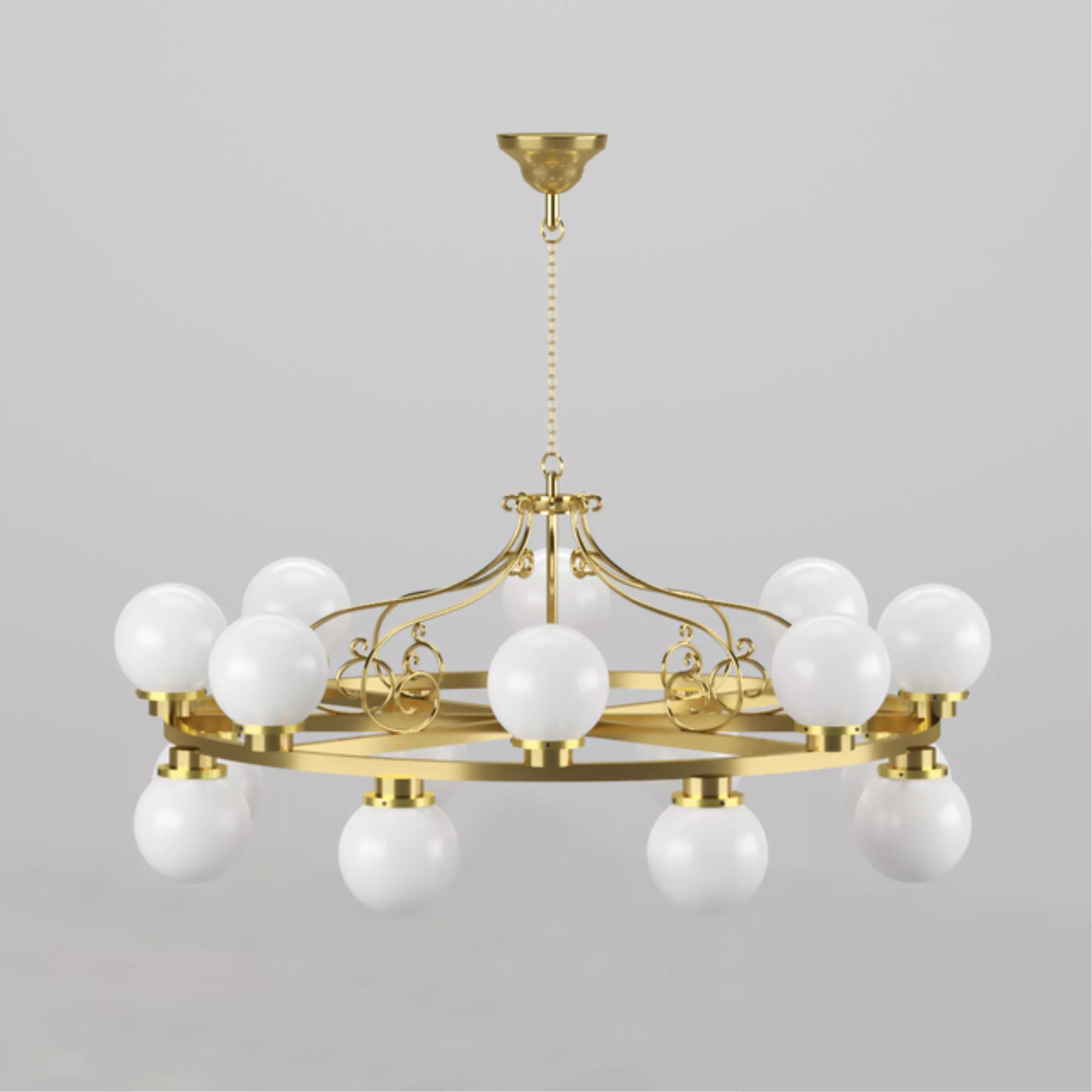Chandelier brass with glass balls Free low-poly 3D model