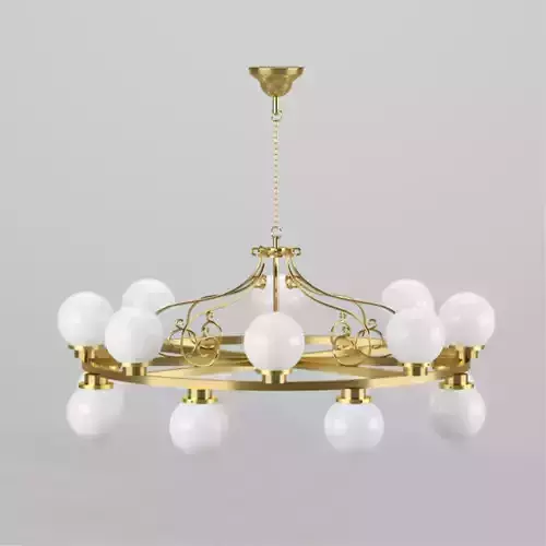 Chandelier brass with glass balls Free low-poly 3D model