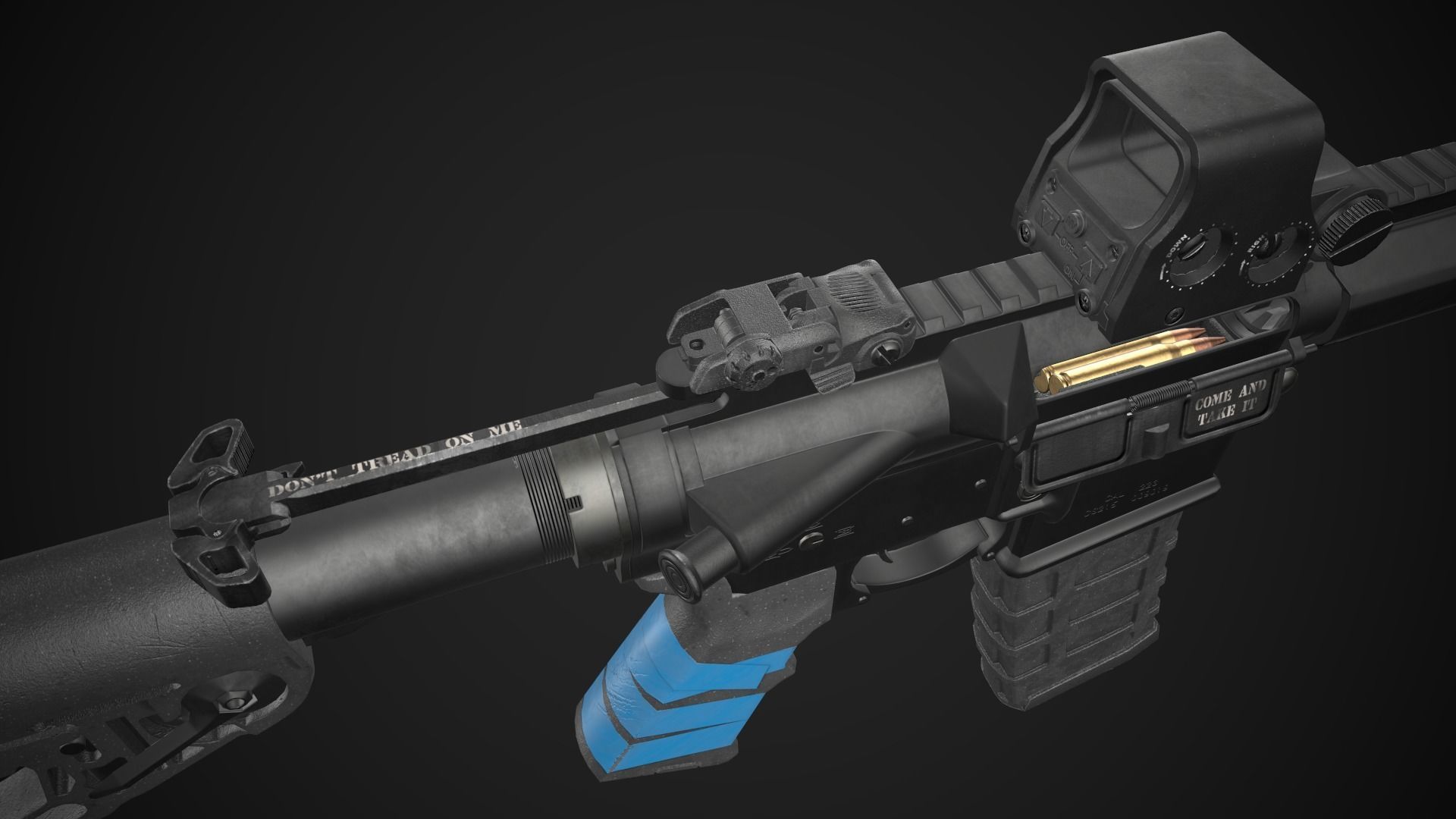 AR-15 Rifle with Upgrades Game Ready Low-poly 3D model_20