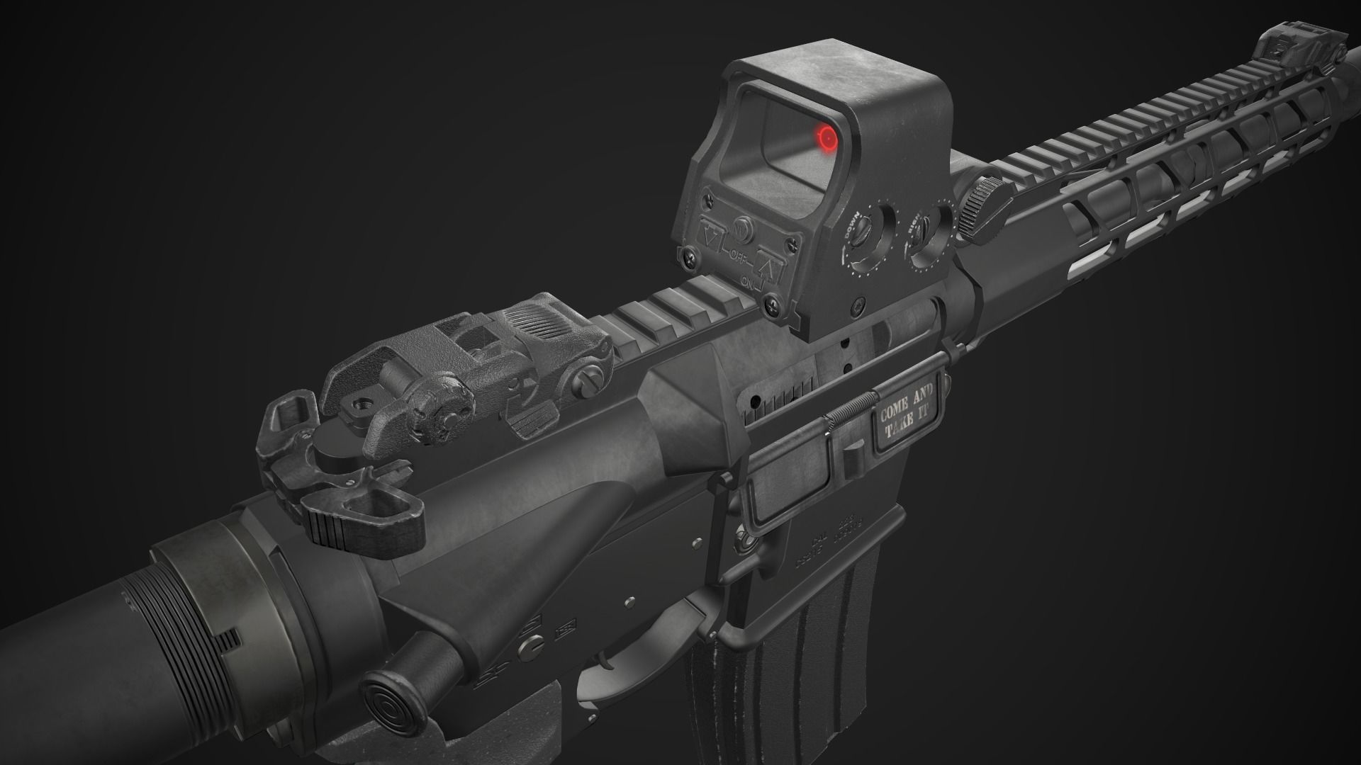 AR-15 Rifle with Upgrades Game Ready Low-poly 3D model_19