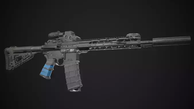 AR-15 Rifle with Upgrades Game Ready Low-poly 3D model