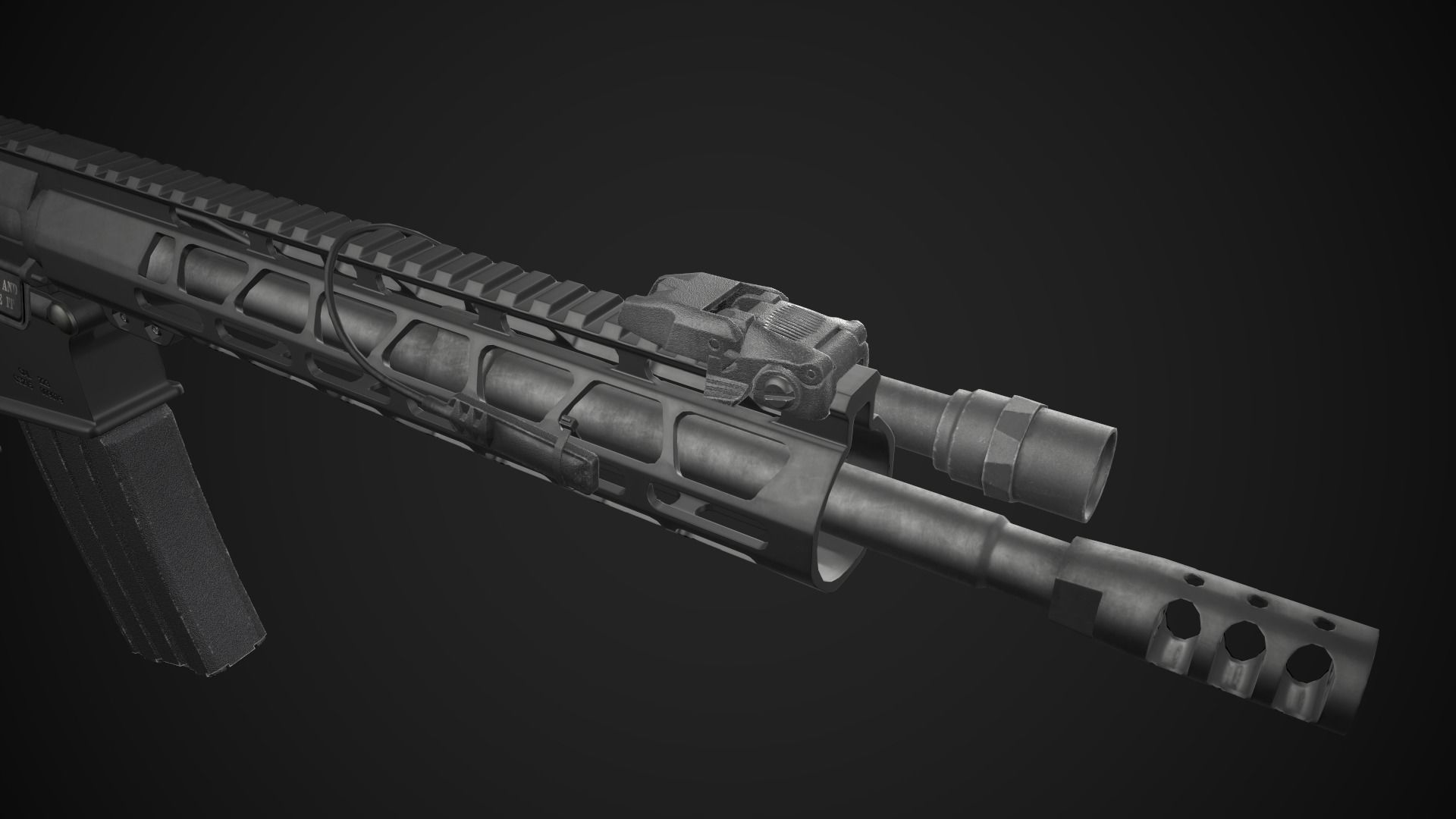 AR-15 Rifle with Upgrades Game Ready Low-poly 3D model_15