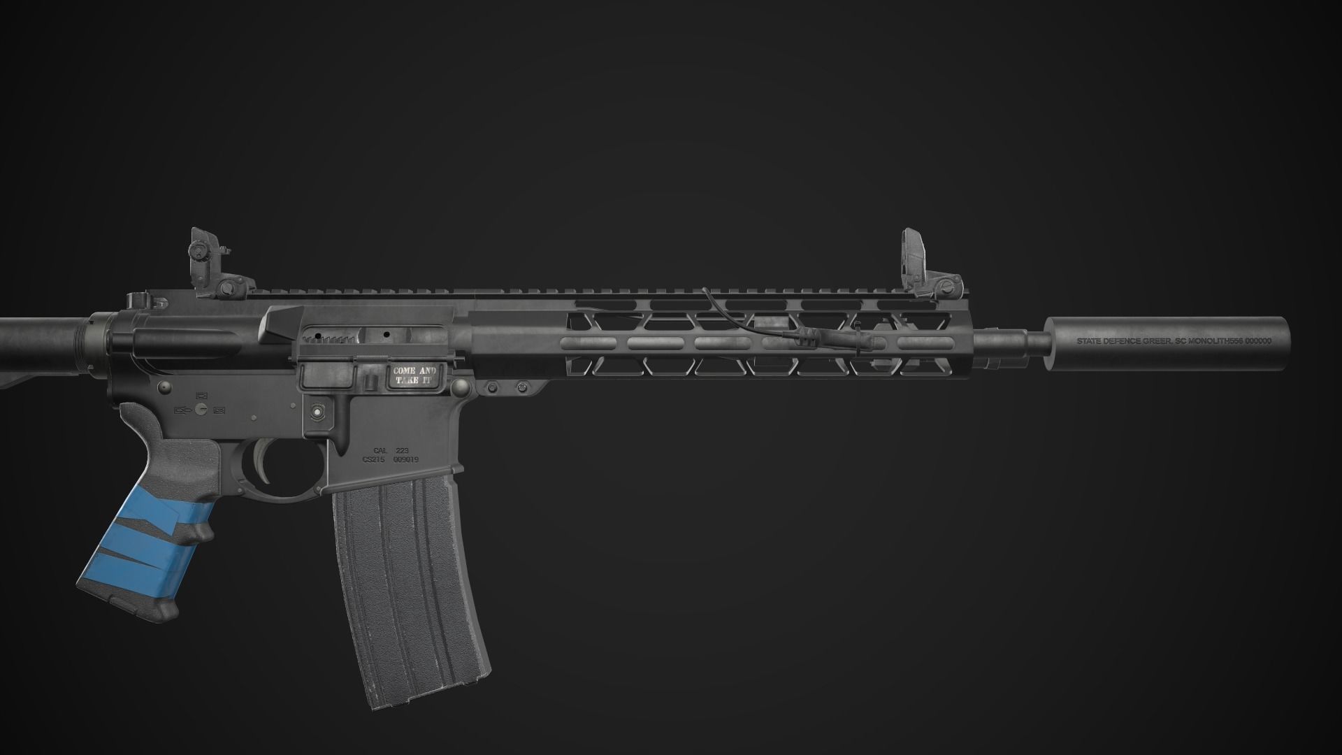 AR-15 Rifle with Upgrades Game Ready Low-poly 3D model_12