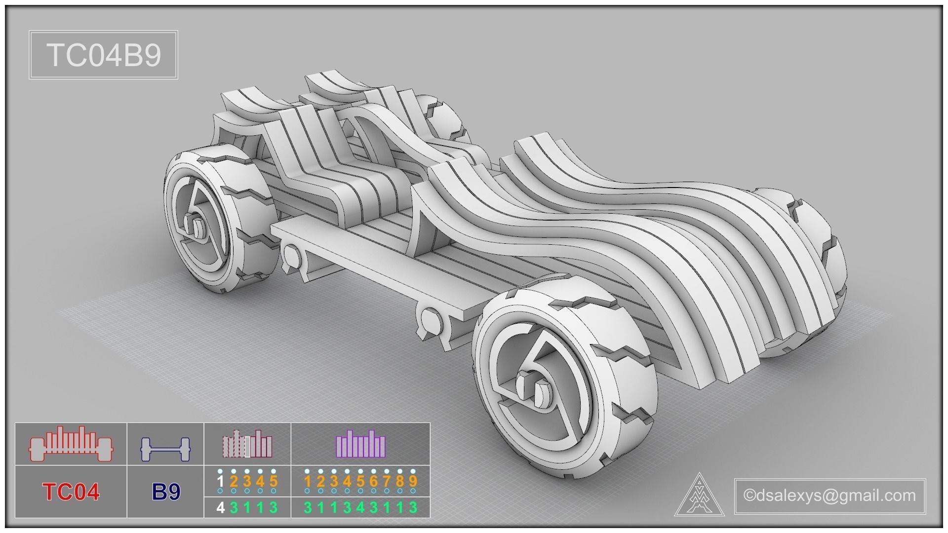 Toy cars kit for 3D printing TC04B9 3D model_8