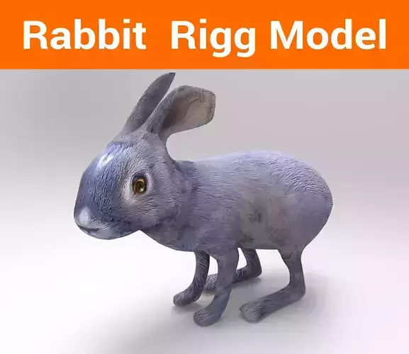 3d Police rabbit Rigged Low poly model
