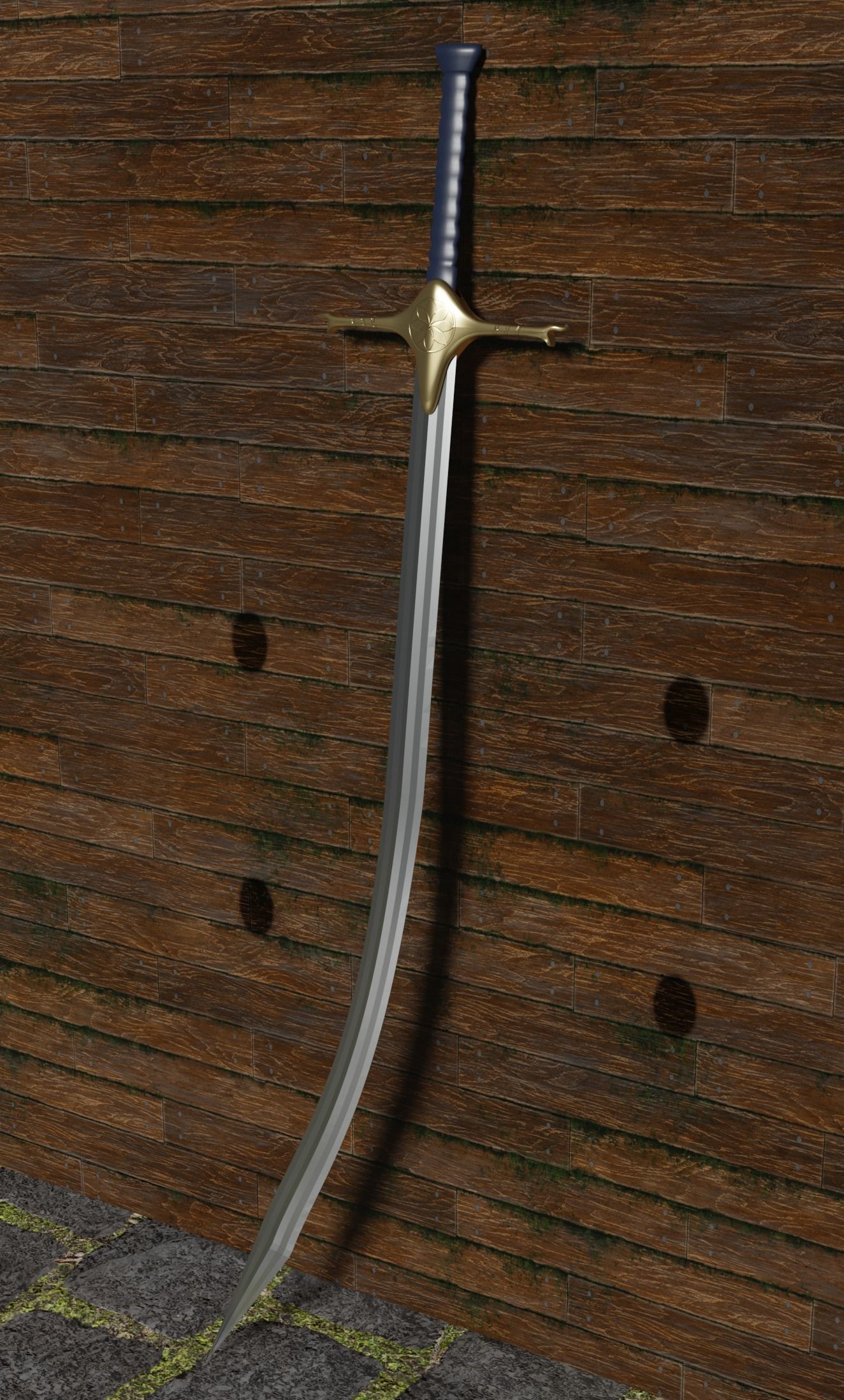Middle eastern curved sword 3D model_3