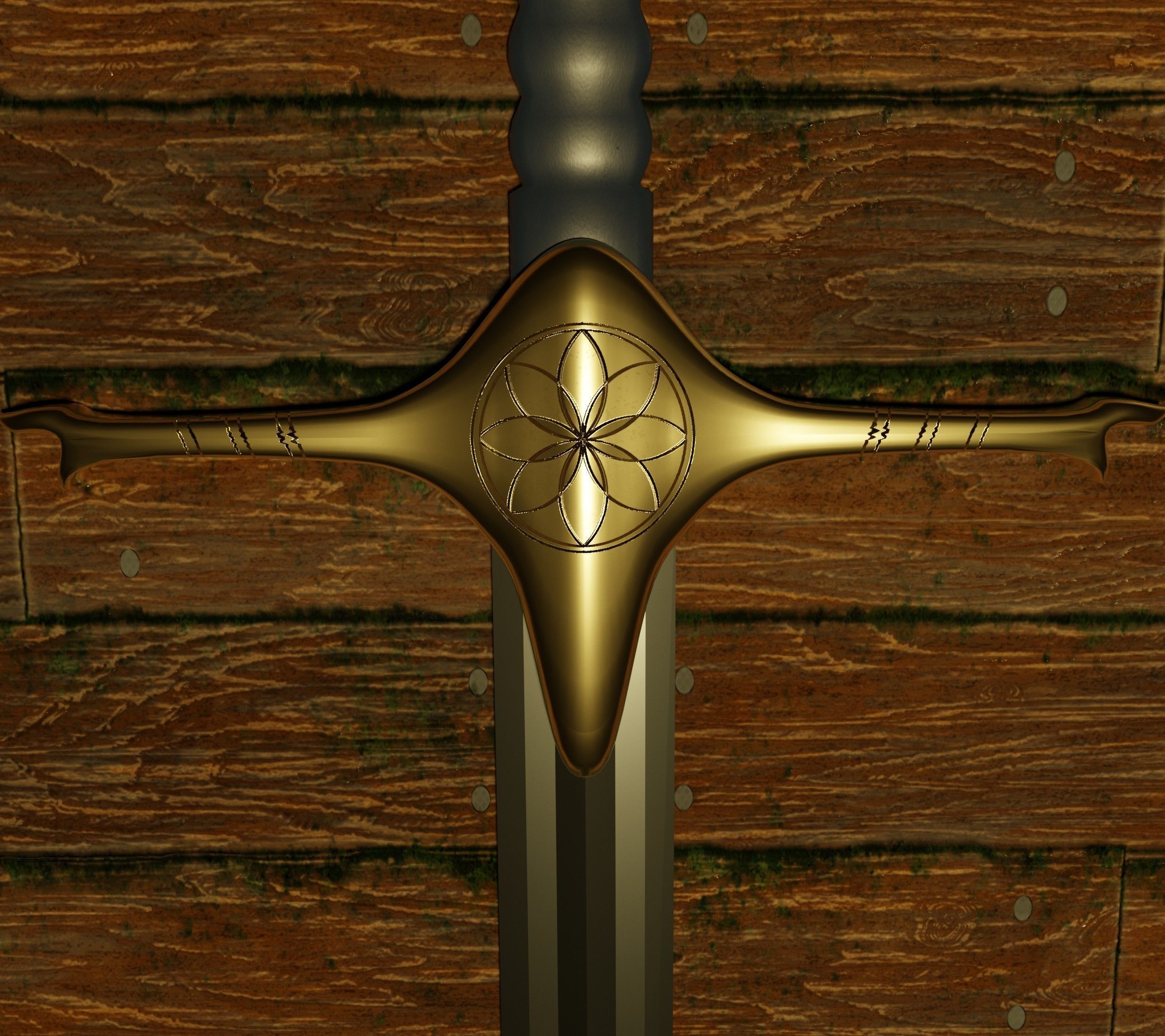 Middle eastern curved sword 3D model_4