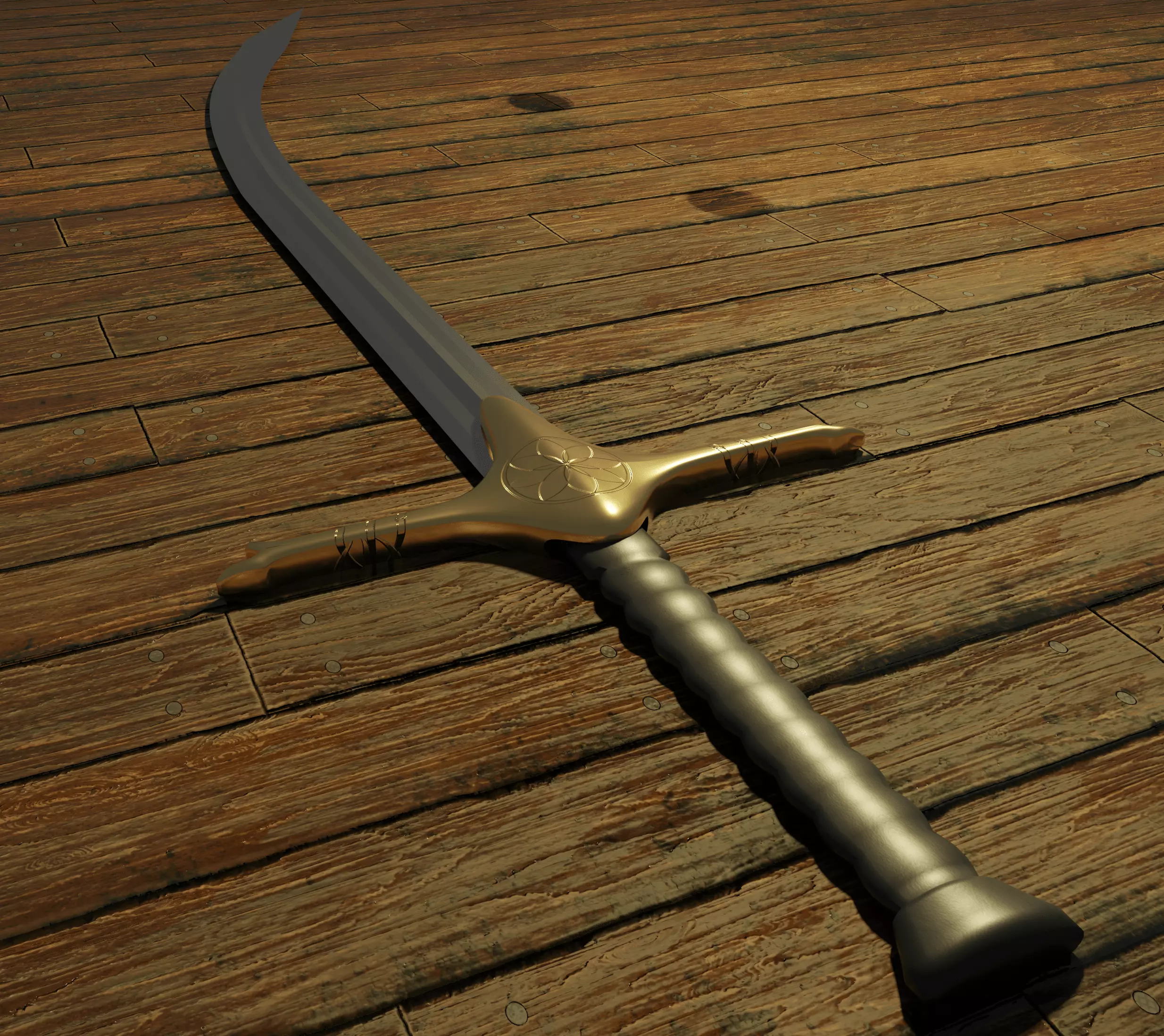 Middle eastern curved sword 3D model_0