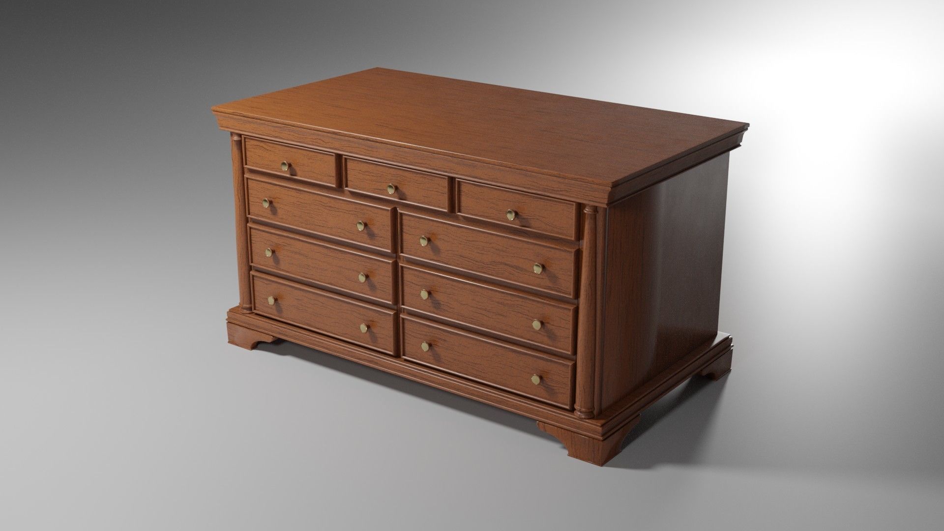 Wooden chest of drawers 3D model_1