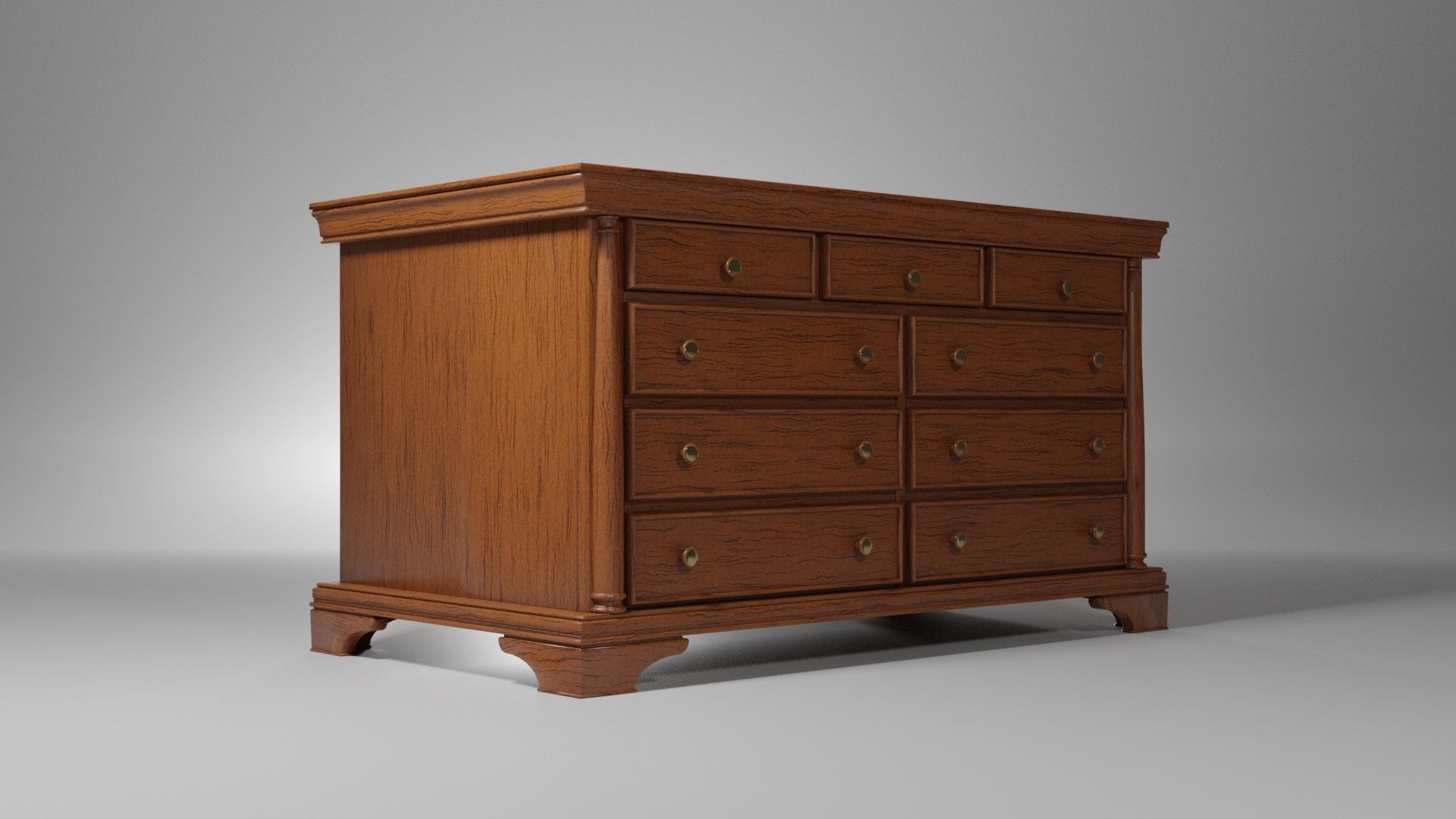 Wooden chest of drawers 3D model_2