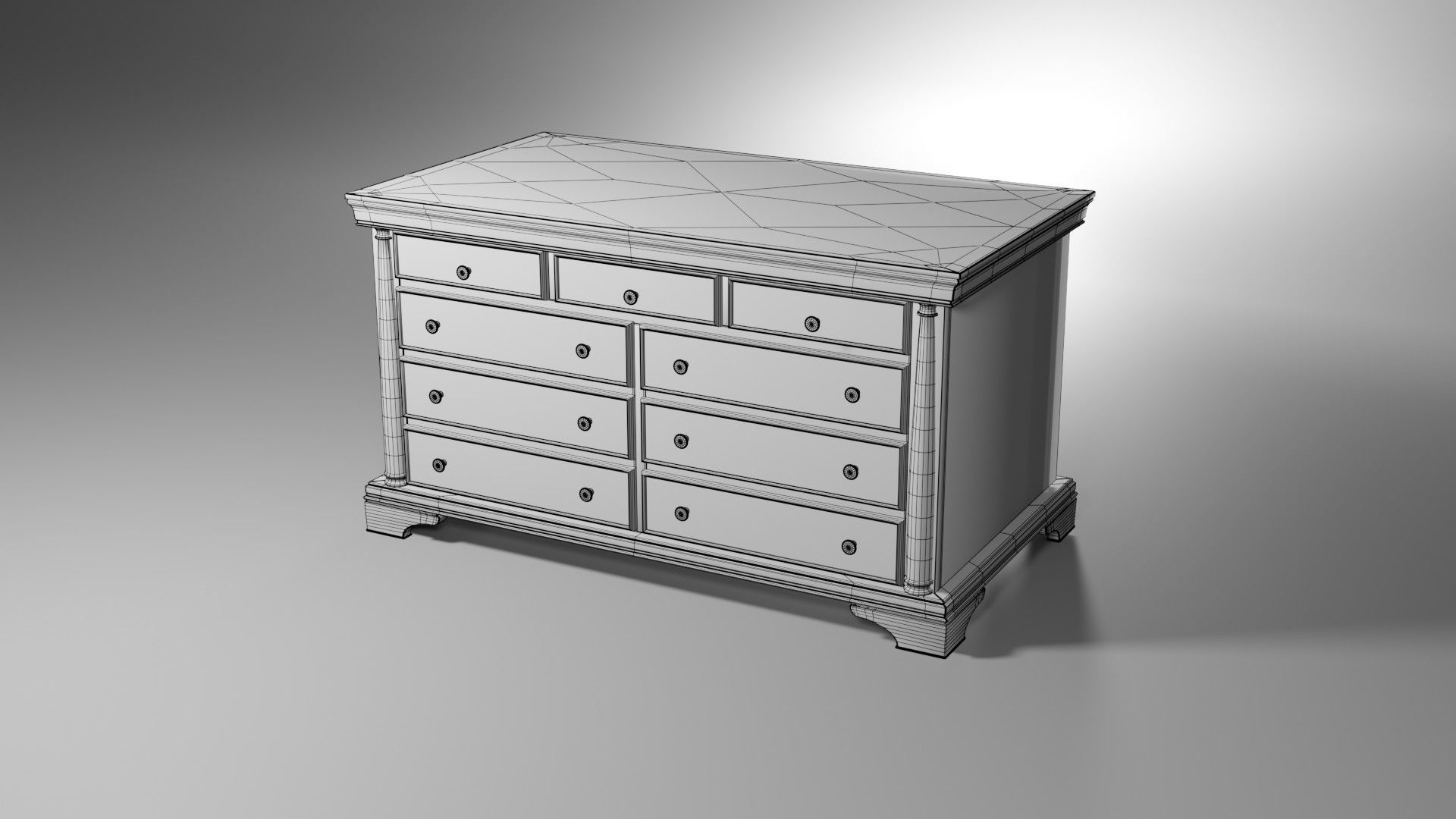Wooden chest of drawers 3D model_4