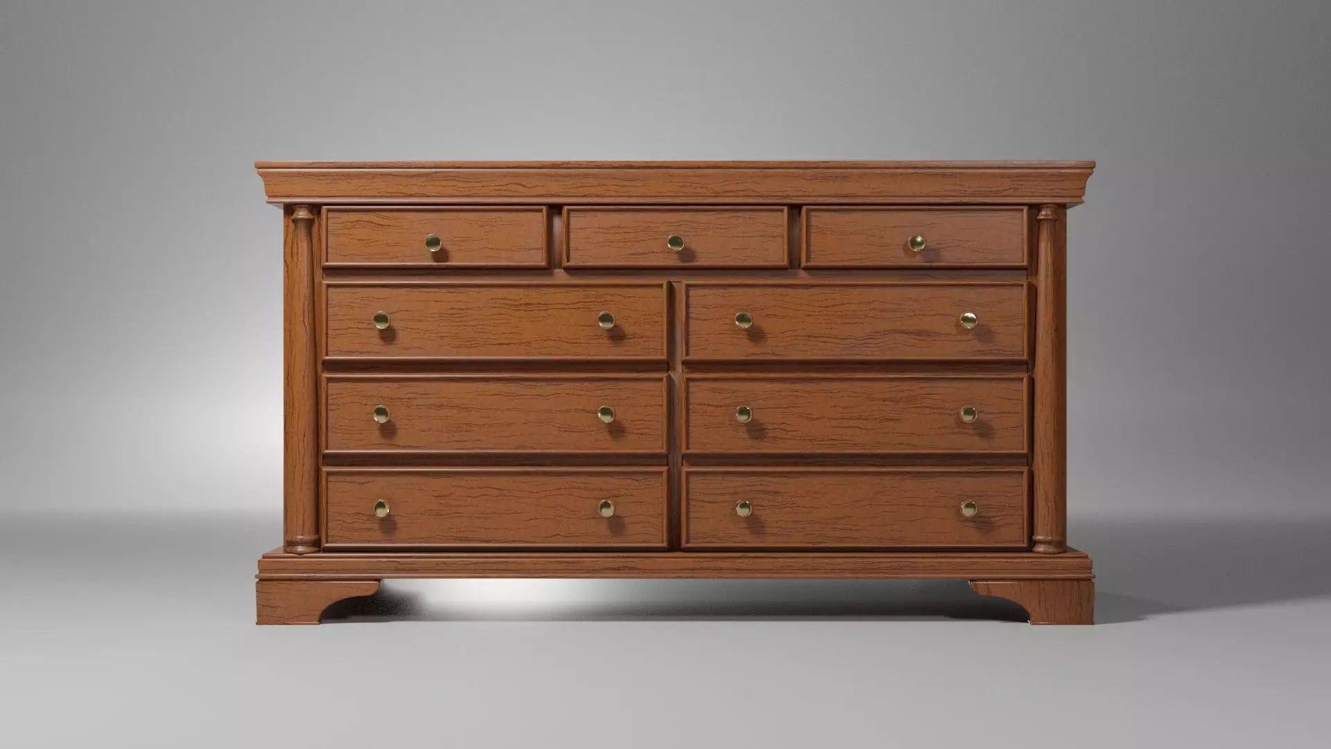 Wooden chest of drawers 3D model_0