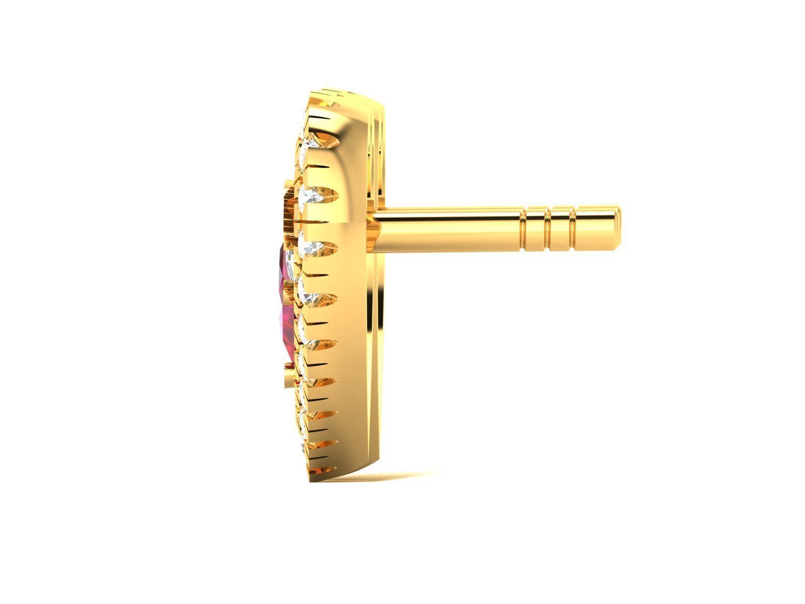 Earrings-3340 gold stud earring with sapphires 3D print model_4