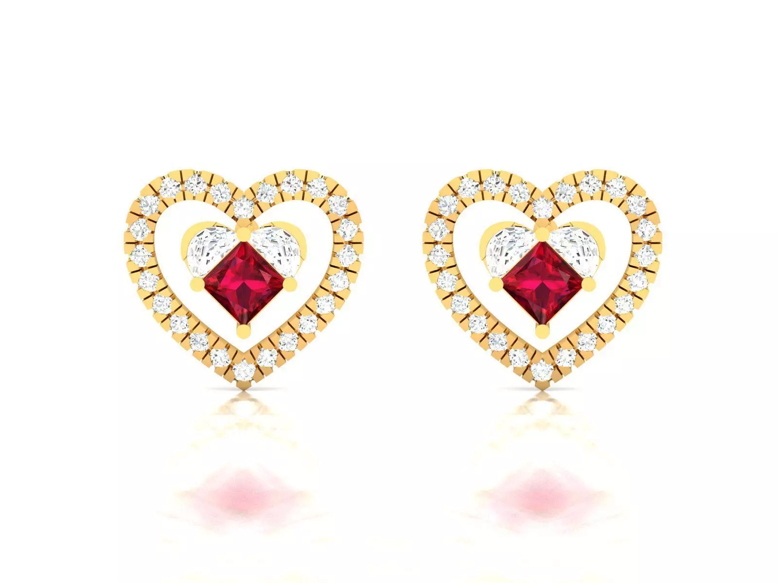 Earrings-3340 gold stud earring with sapphires 3D print model_0