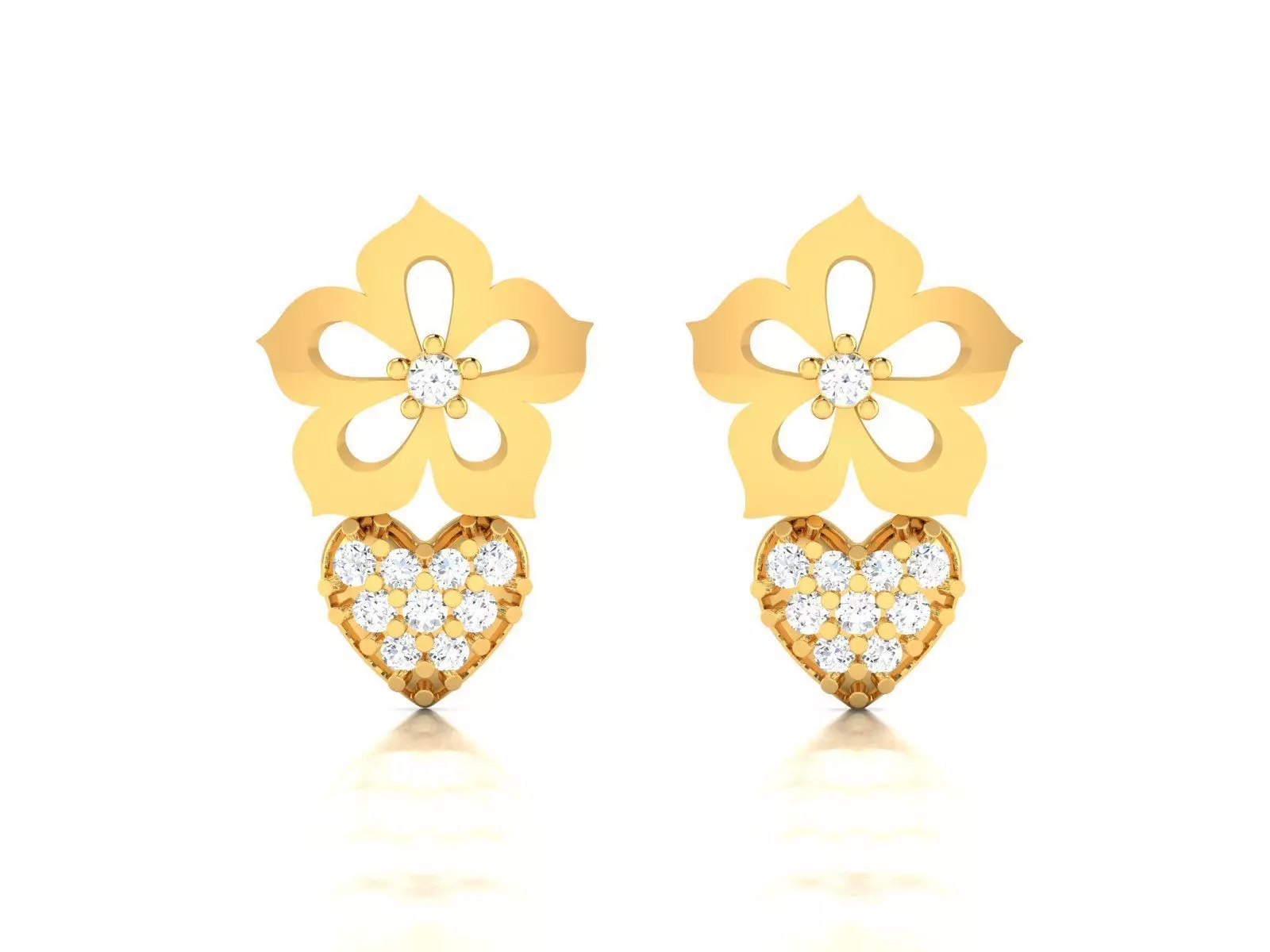 Earrings-4267 gold earring with diamonds 3D print model
