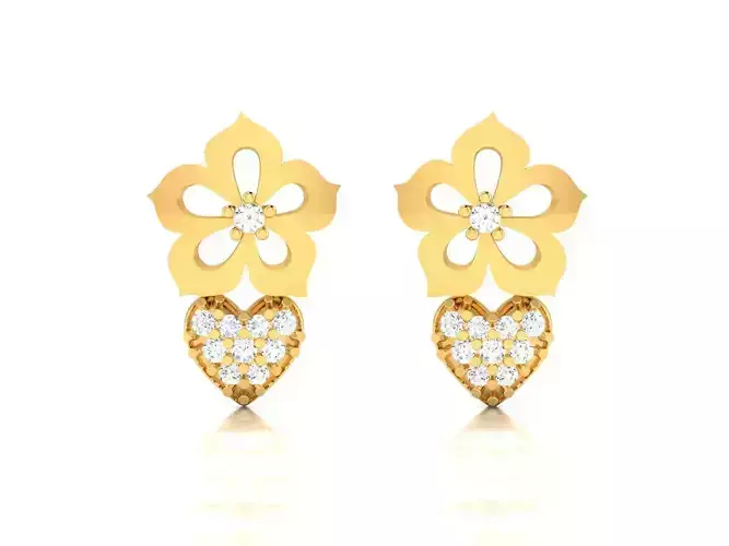Earrings-4267 gold earring with diamonds