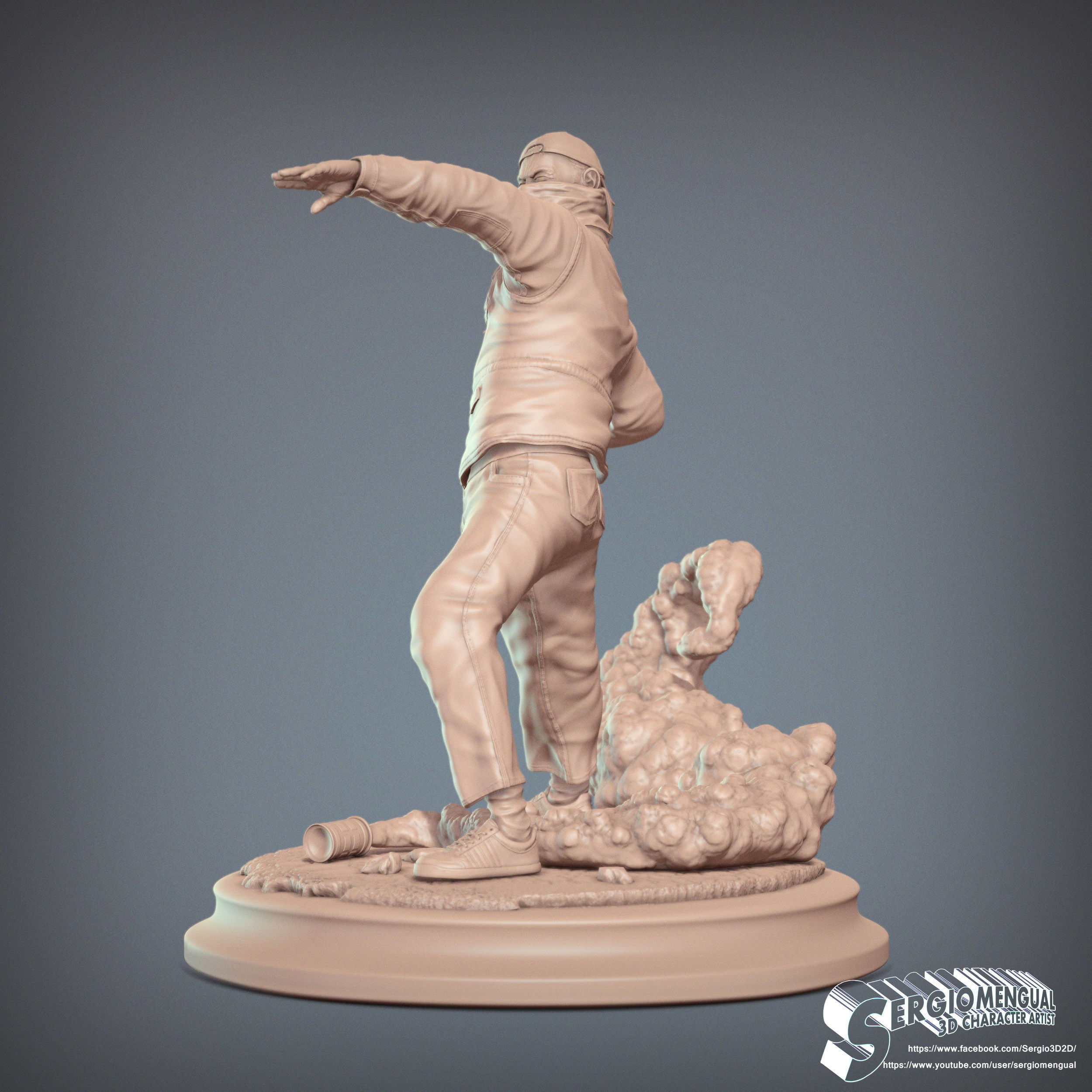 Bansky Rioter STL Statue for 3D printing 3D print model_26