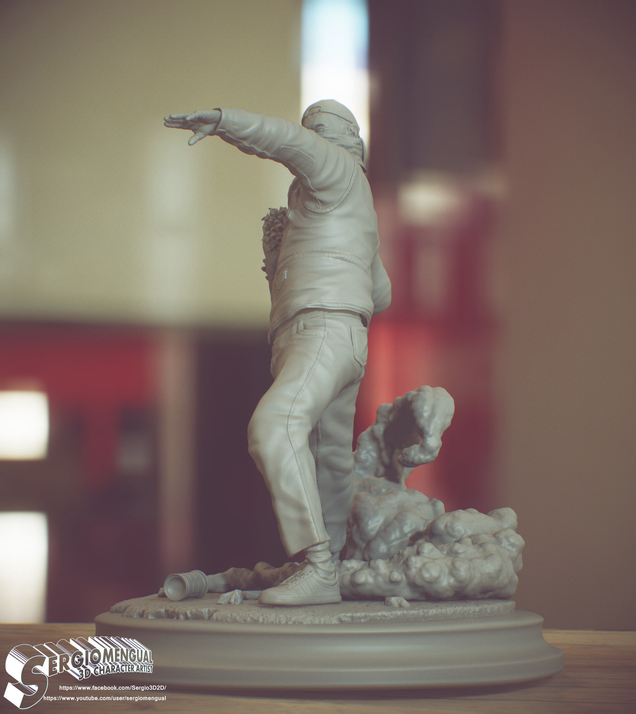 Bansky Rioter STL Statue for 3D printing 3D print model_10