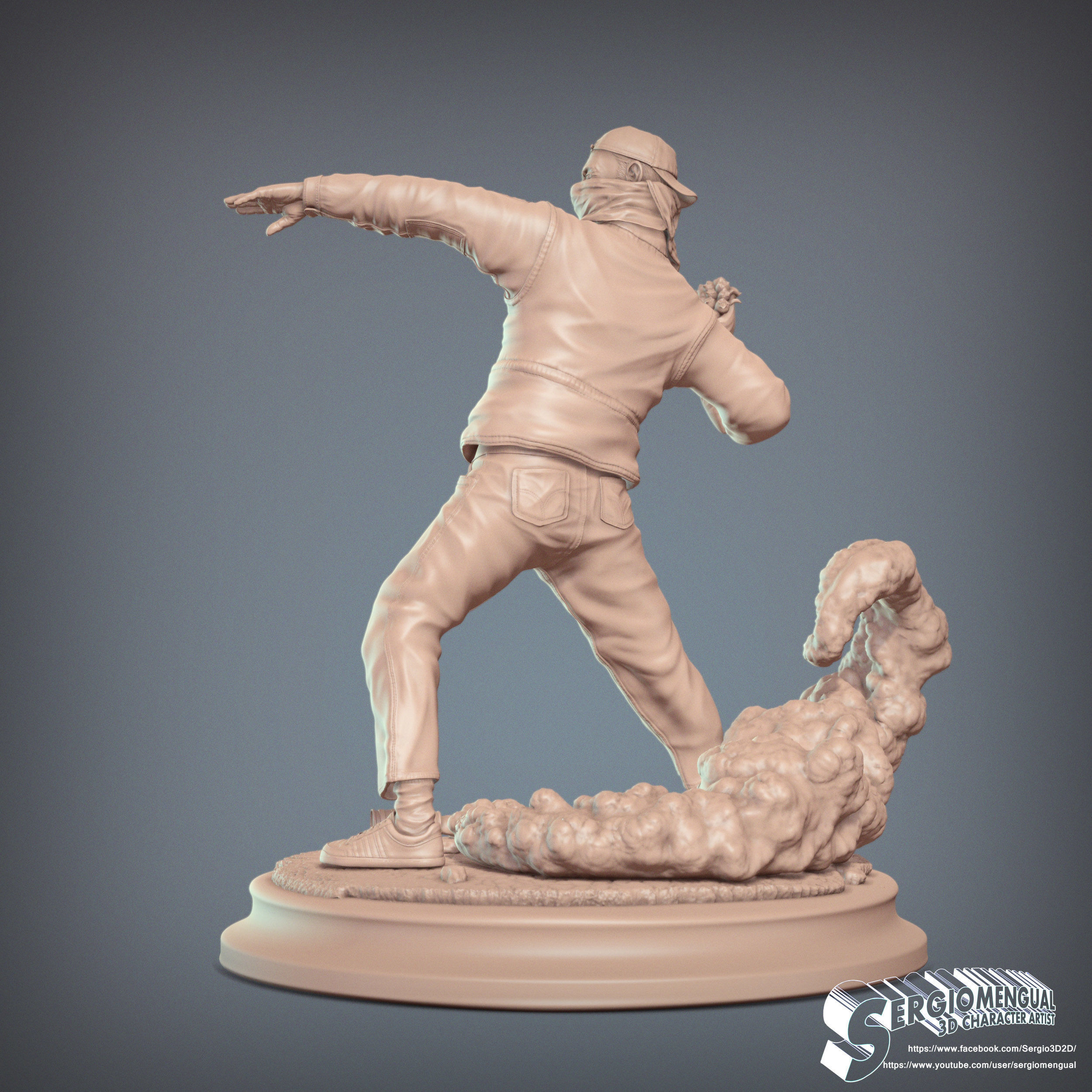 Bansky Rioter STL Statue for 3D printing 3D print model_24