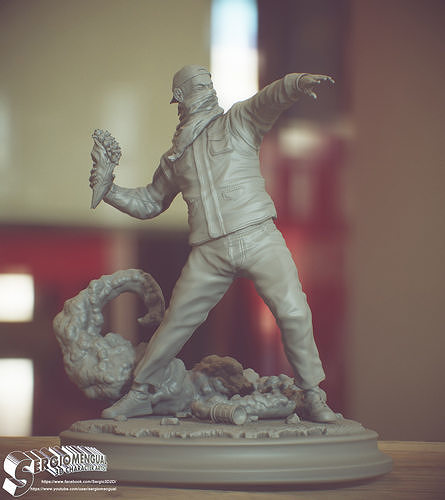 Bansky Rioter STL Statue for 3D printing 3D print model