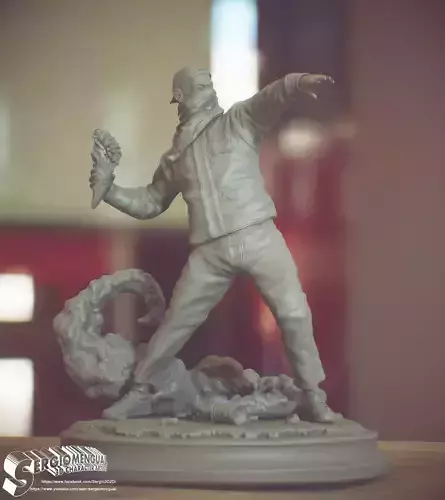 Bansky Rioter STL Statue for 3D printing 3D print model
