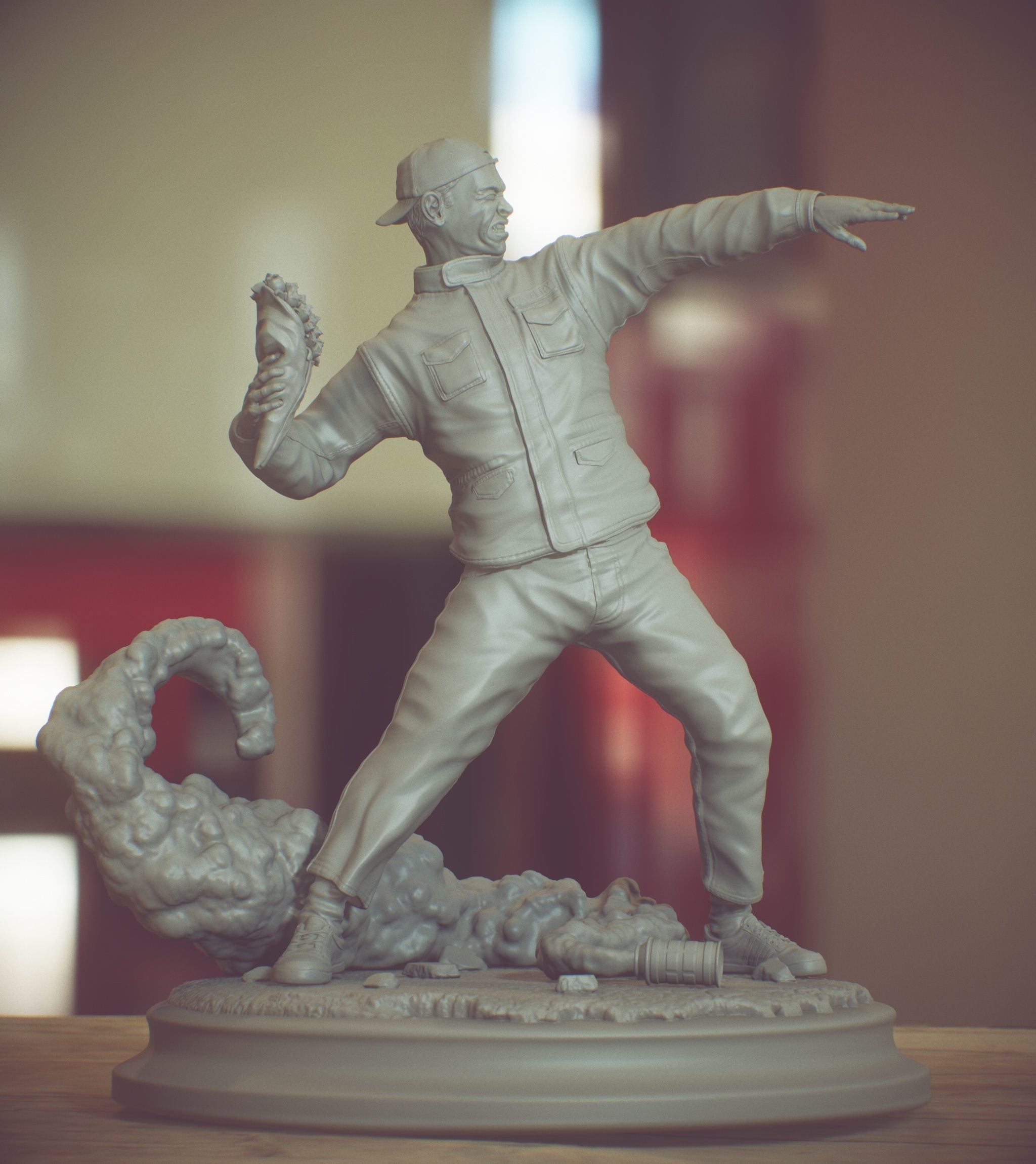 Bansky Rioter STL Statue for 3D printing 3D print model_30