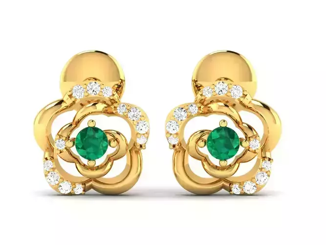 Earrings-1180 emerald and diamond earrings gold 3D print model