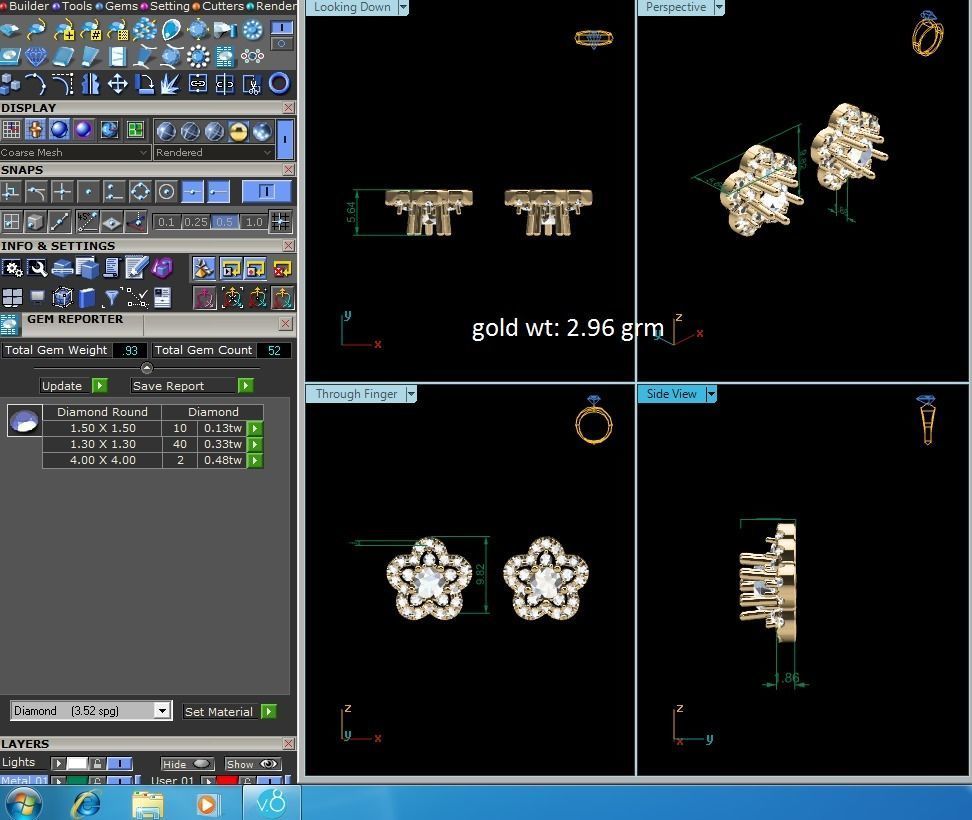 Earrings-1185 sapphire and diamond stud earrings gold 3D print model_1