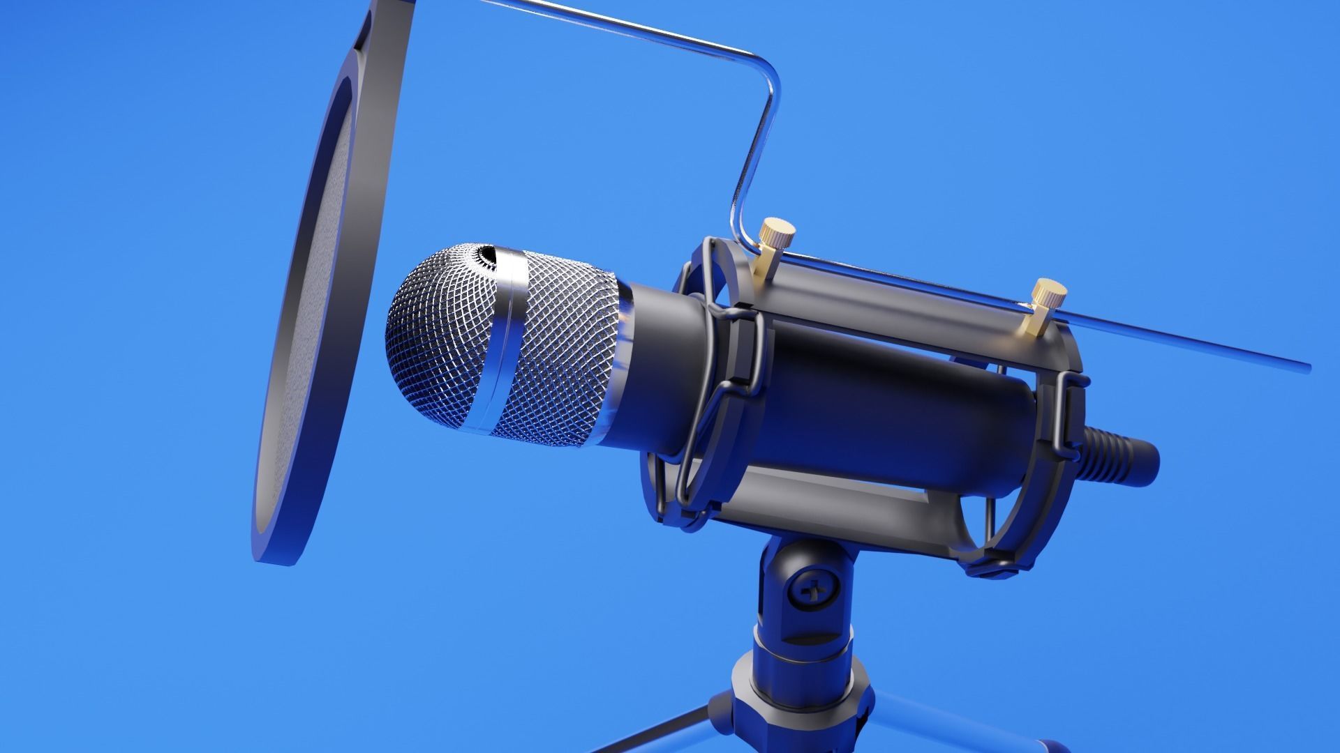 Microphone with legs 3D Low-poly 3D model_2