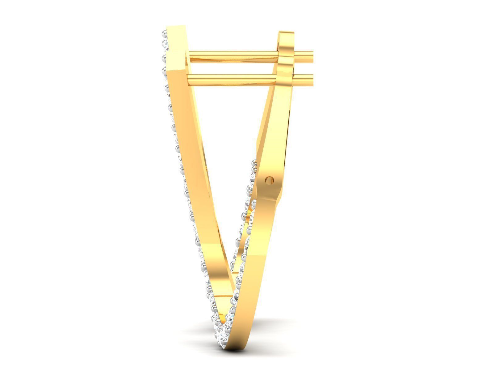 Earrings-305 two diamond hoop earrings gold 3D print model_5