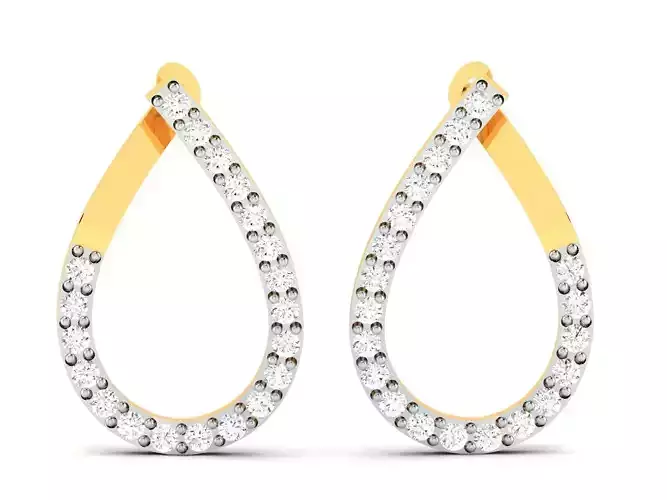 Earrings-305 two diamond hoop earrings gold 3D print model