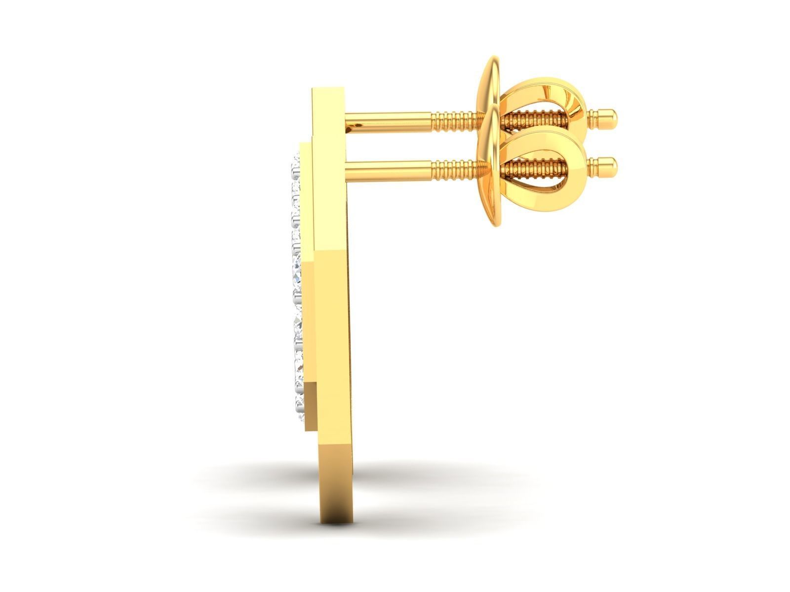Earrings-310 diamond stud earring gold 3D print model_6
