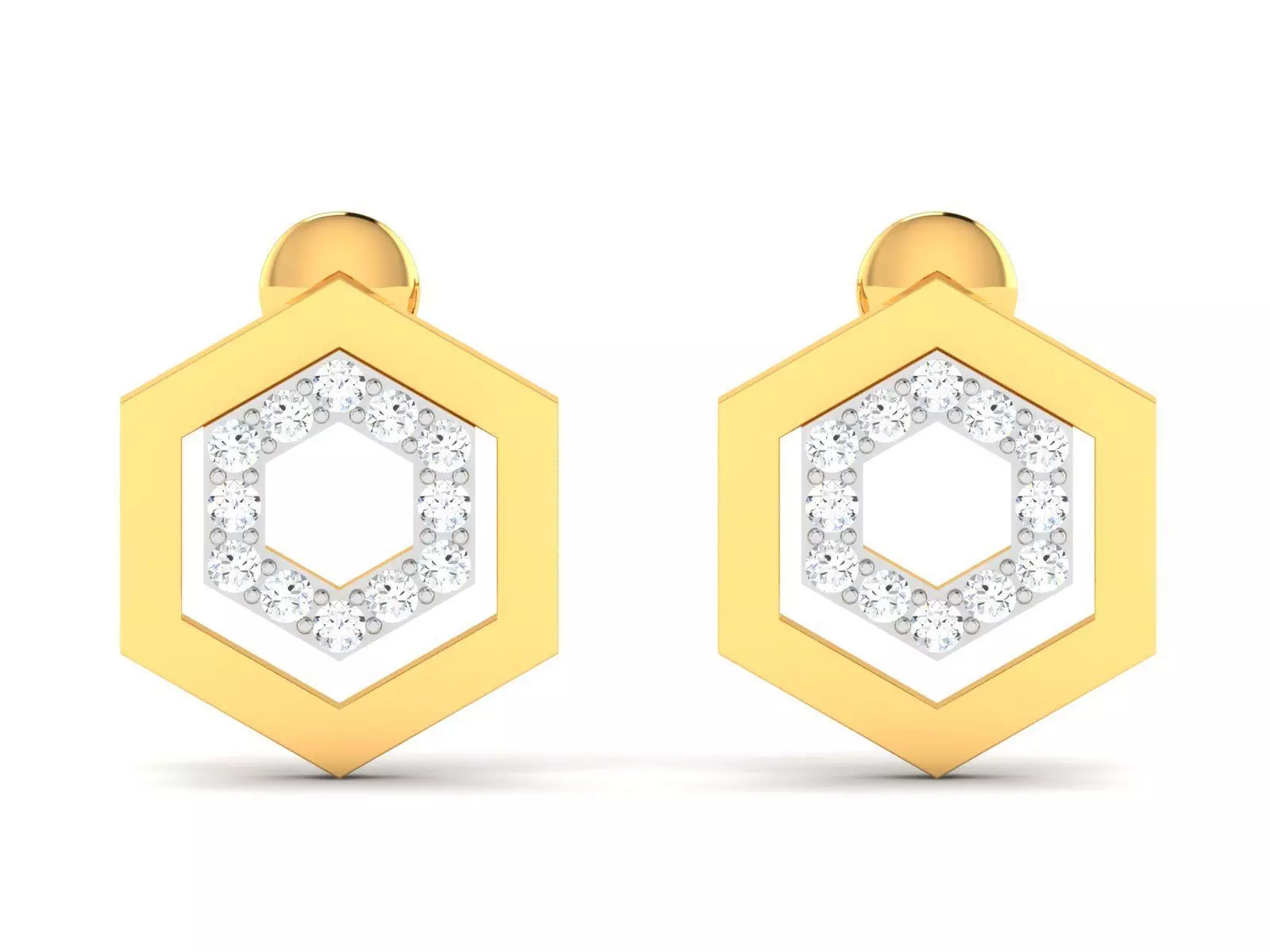 Earrings-310 diamond stud earring gold 3D print model_0