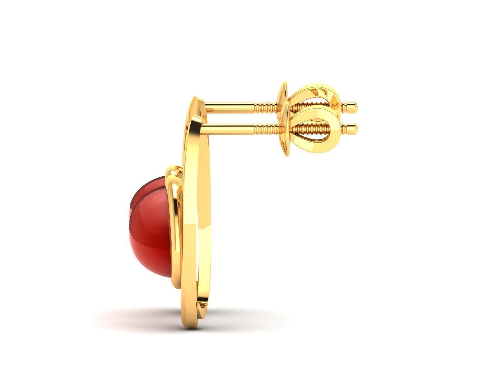 Earrings-314 gold hoop earrings with stone 3D print model_5