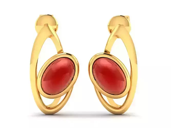 Earrings-314 gold hoop earrings with stone 3D print model