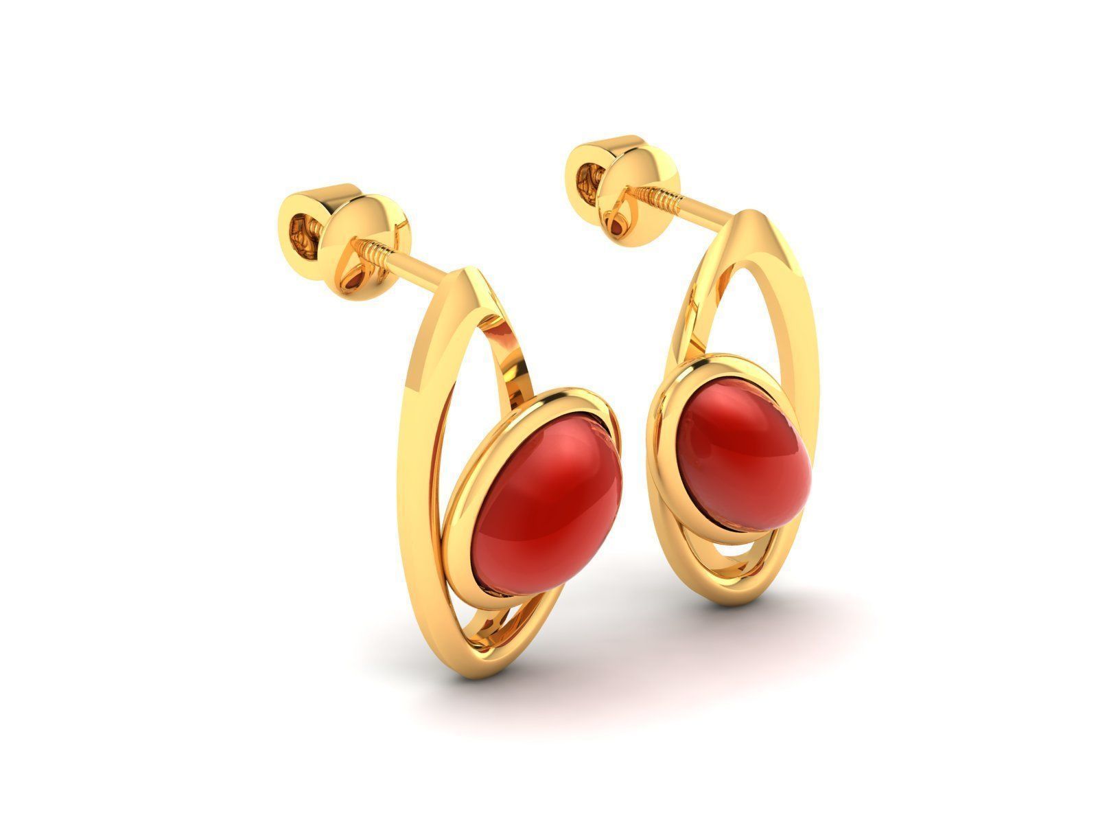 Earrings-314 gold hoop earrings with stone 3D print model_2