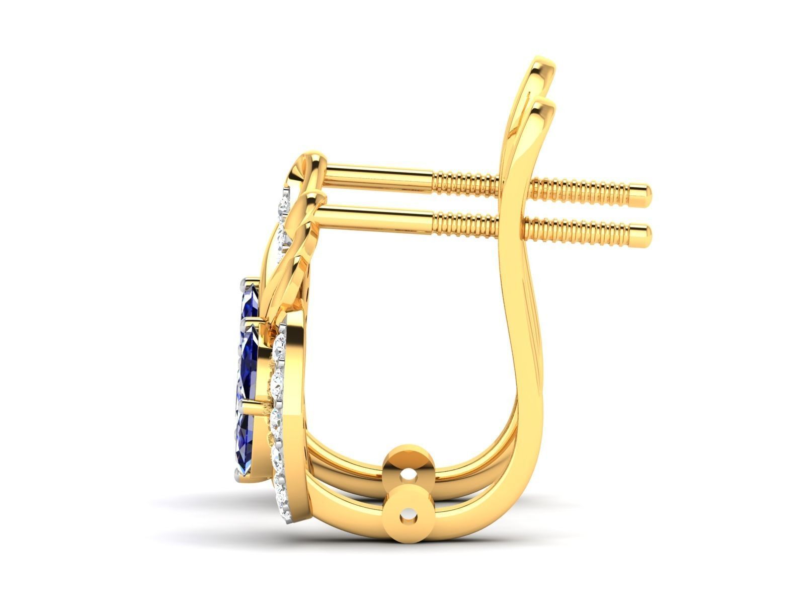 Earrings-327 sapphire and diamond earrings gold 3D print model_6