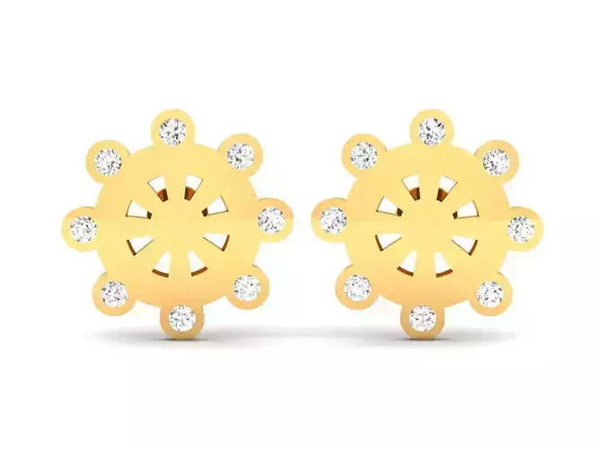 Earrings-663 diamond stud earring gold