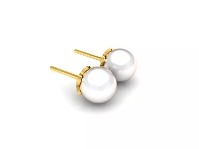 Earrings-754 pearl stud earrings gold 3D print model