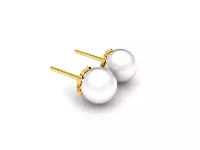 Earrings-754 pearl stud earrings gold