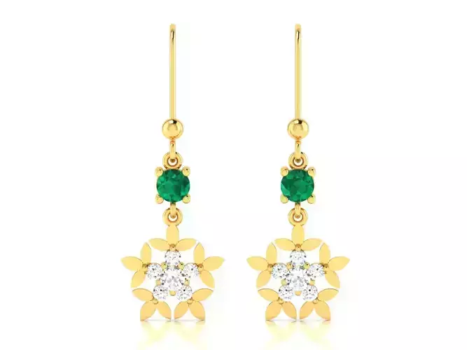 Earrings-763 emerald and diamond drop earrings gold