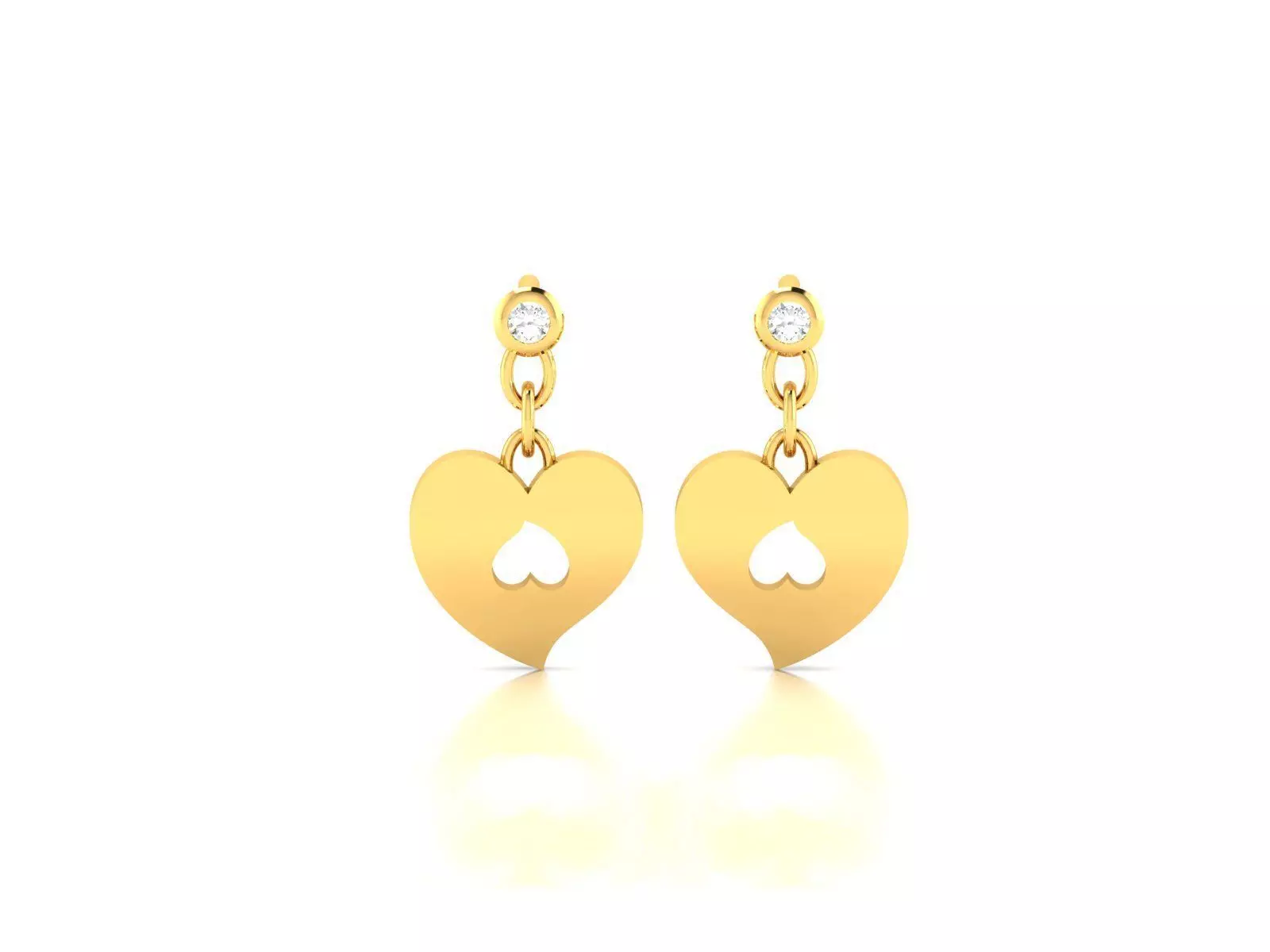 Earrings-776 heart shaped earrings gold with diamonds 3D print model_0