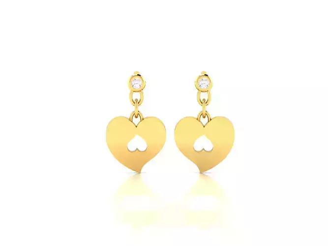 Earrings-776 heart shaped earrings gold with diamonds 3D print model